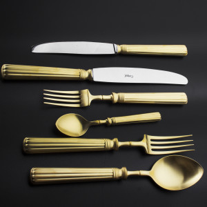 Набор столовых приборов 72 предмета на 12 персон, матовая позолота, LINE Matte Gold Brushed, подарочная упаковка, Cutipol item