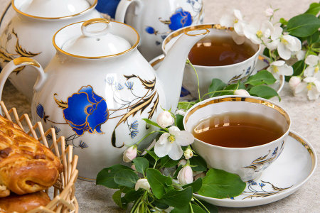 Чайный сервиз 15/6 "Белый лебедь - Синие маки", Дулёвский фарфор item