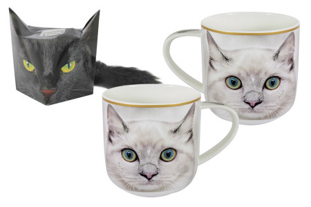 Кружка Белый кот в подарочной упаковке + брелок-хвостик item