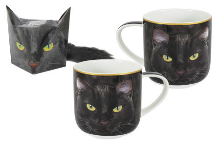 Кружка Чёрный кот в подарочной упаковке + брелок-хвостик item