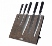 HC/OCTA-0415-SET Набор кухонных ножей на магнитной подставке Vintage Brown, дамасская сталь VG10 (67 слоев), рукоять черное дерево, Octa Damascus HC/OCTA-0415-SET Набор кухонных ножей на магнитной подставке Vintage Brown, дамасская сталь VG10 (67 слоев), рукоять черное дерево, Octa Damascus